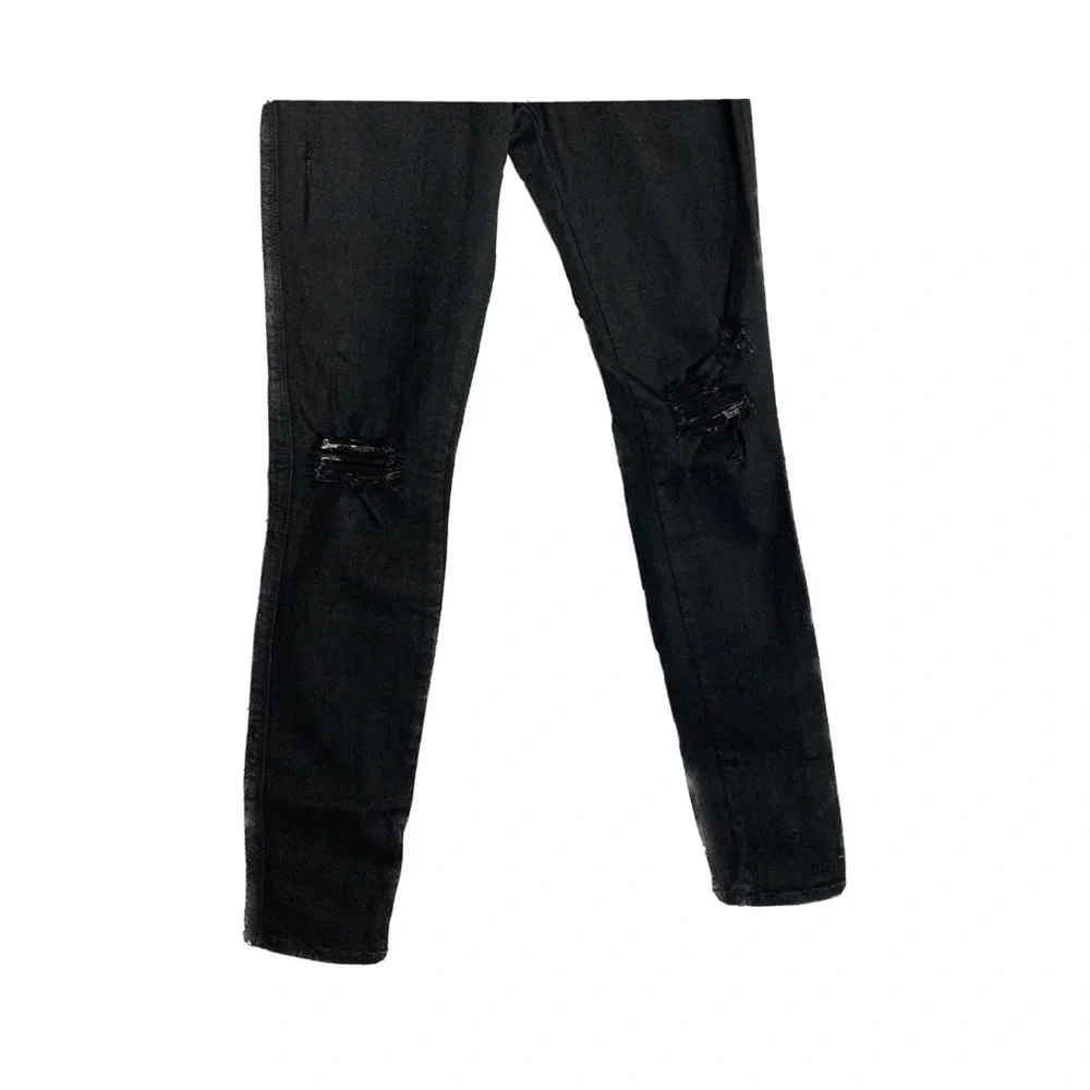 Frame Black Le High Skinny High Waist Ripped Knee Denim Jeans - Picture 5 of 13